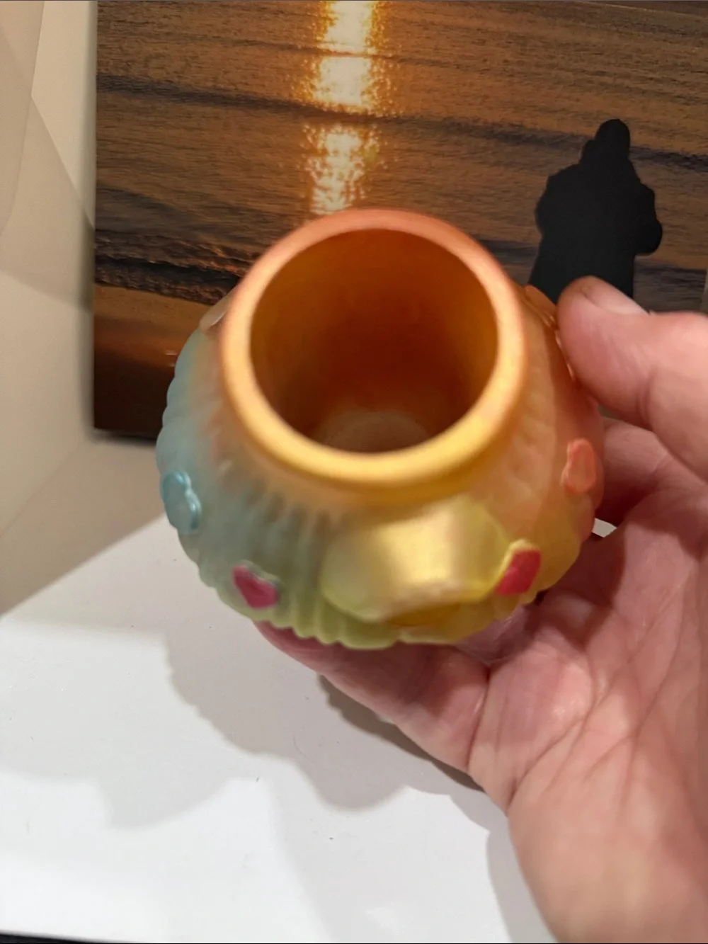 Pastel Resin Gold Mushroom House Vase with Rainbow Accents